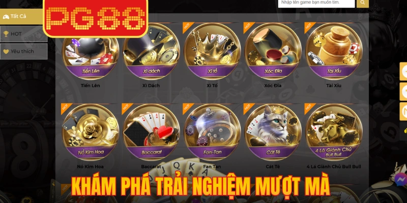 Khám phá trải nghiệm mượt mà tại sảnh game bài PG88